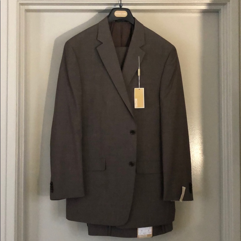 Michael Kors Mens Wool Suit - Brown/Grey